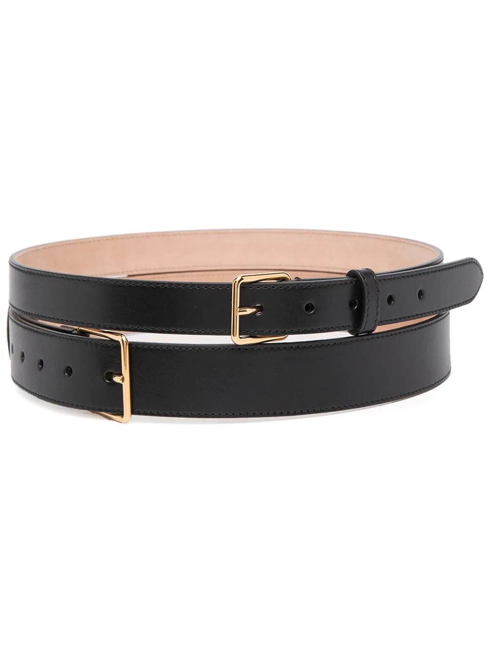 Black double cheap buckle belt